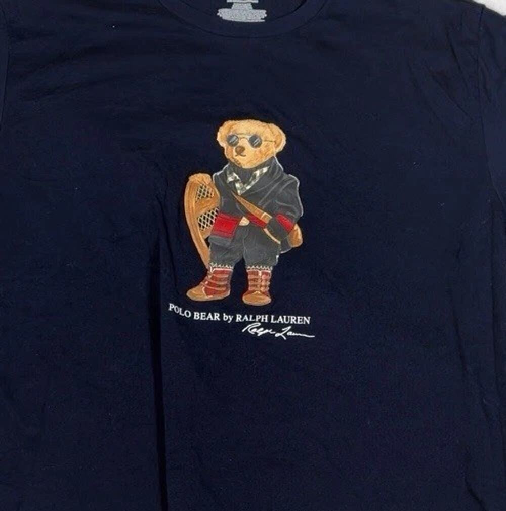 Polo Ralph Lauren Debonair Bear Long Sleeve T Shirt Navy Blue Men’s Large